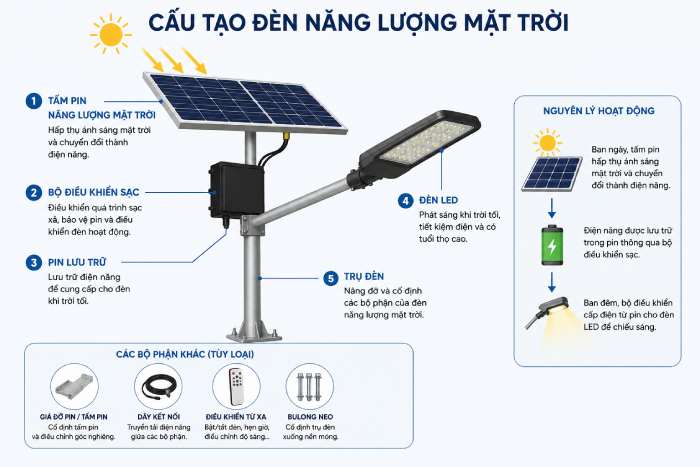 Cùng Suntek tìm hiểu cấu tạo đèn năng lượng mặt trời