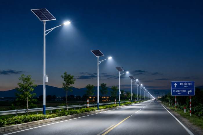 Đèn NLMT lắp dọc tuyến đường